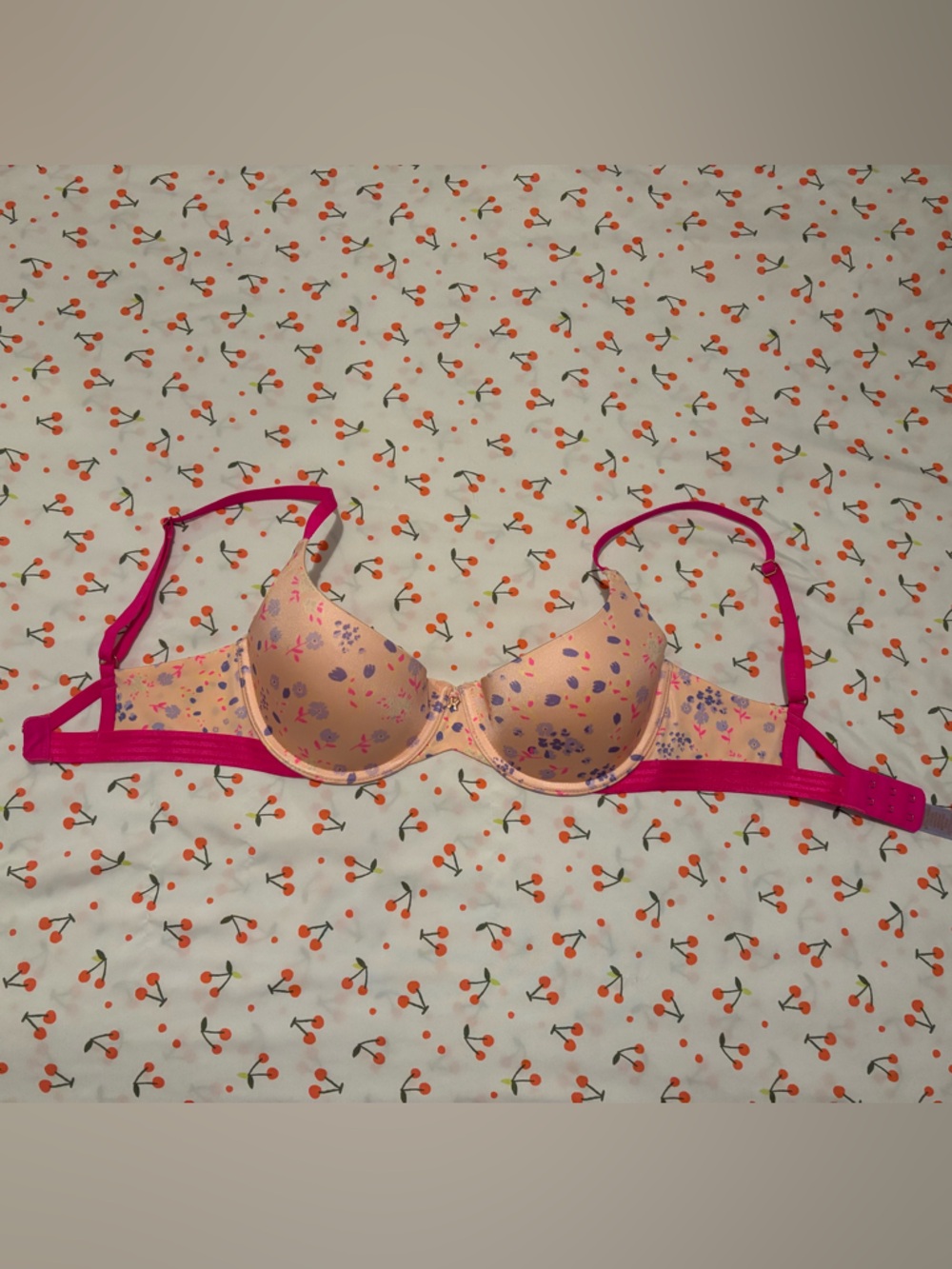 30D Savage x Fenty pink floral balconette bra